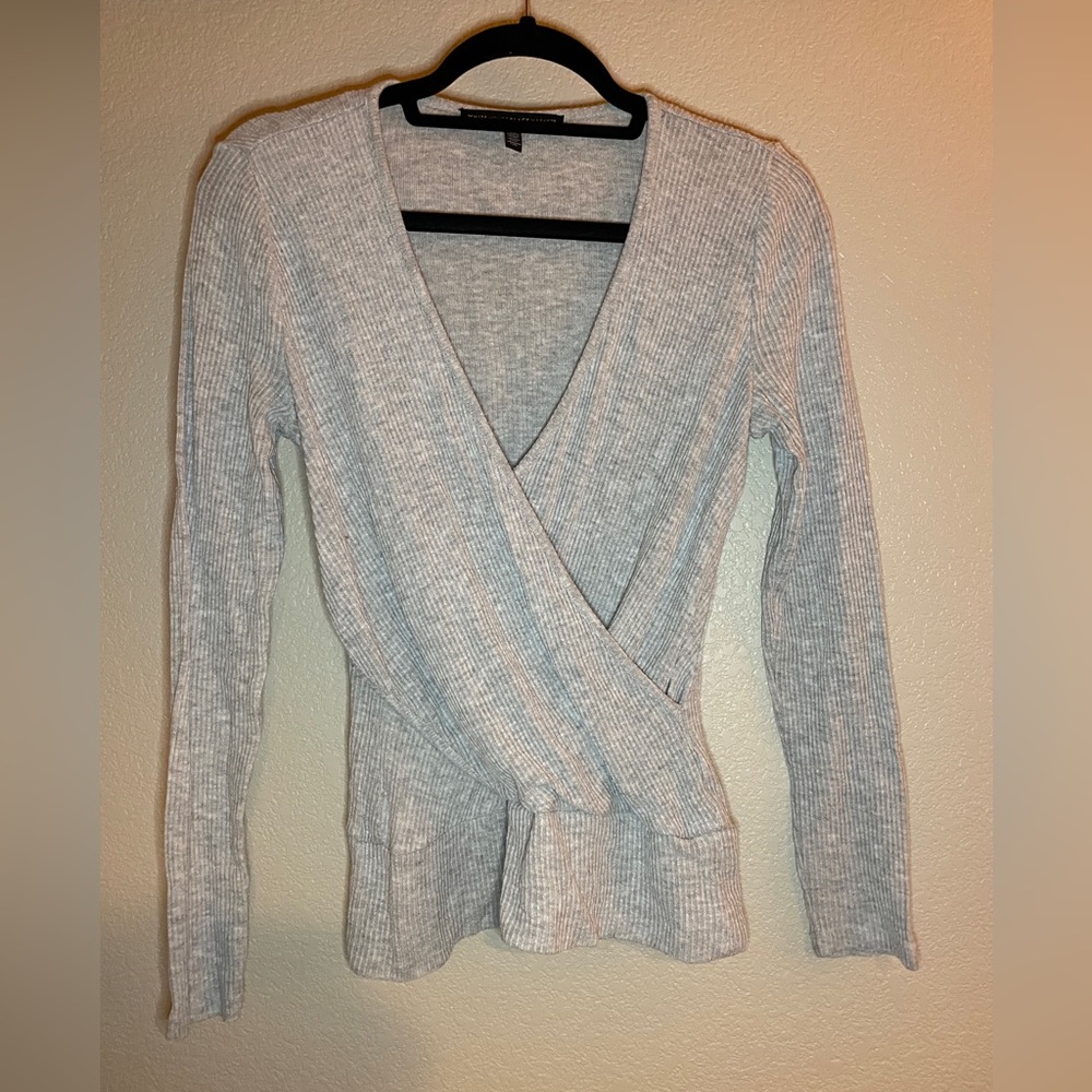 WHBM Grey Wrap Sweater
